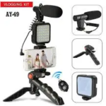 AY-49 Video Vlogger Kits Microphone LED Fill Light Mini Tripod For Phone Vlog Video Record Condenser Microphone
