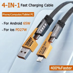 CASIFY CU05 65W 4 in 1 65W Fast Charging Cable USB To Type C PD Cable Fast Charger Mobile Phone Cable 65W Fast Charging Cable Type C to C Usb To C To