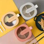 4-Section Spice Storage Box with Lids & Serving Spoons | Kitchen Organizer Containers